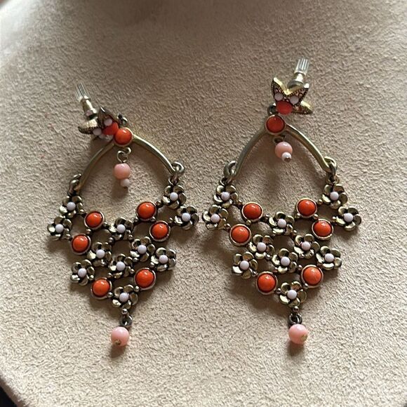 Floral Beaded Chandelier Earrings! - Picture 2 of 11